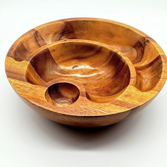 Vintage Nambe Wooden Eclipse Nut Bowl - Picture 3 of 7